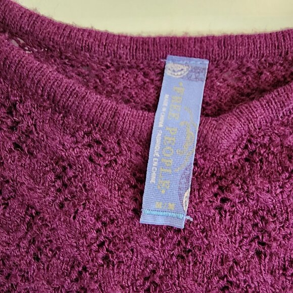 Free People Womens Purple Knit Mini Dress M - Picture 3 of 3